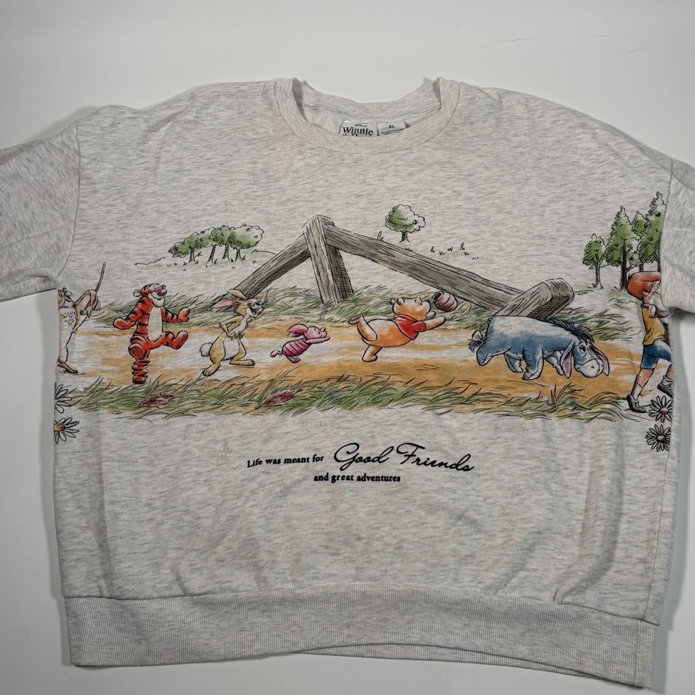 Disney Winnie the Pooh Womens XL Sweatshirt Good Friends Tigger Eeyore Piglet